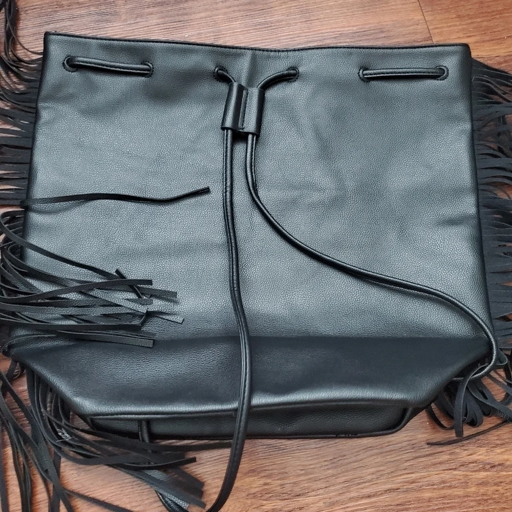 Victoria's Secret Fashion Show Black Leather  Backpack Backstage‎ Bag